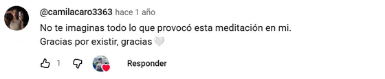 Comentario real en YouTube de @camilacaro3363